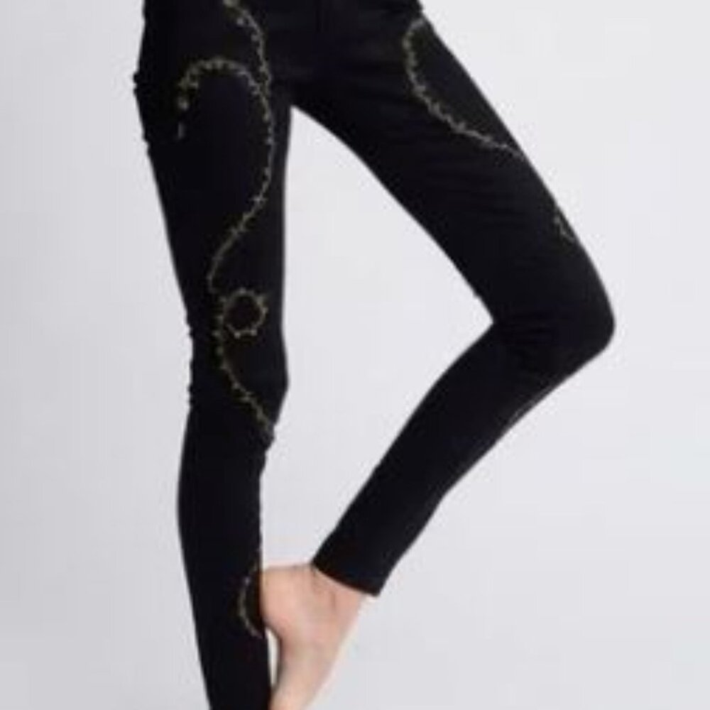 Verameat Black Embroidered  High Waist Skinny Jeans  Size 26